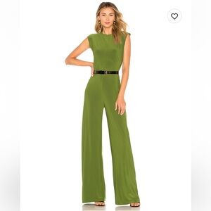 Norma Kamali Sleeveless Stretch Jumpsuit Olive Green